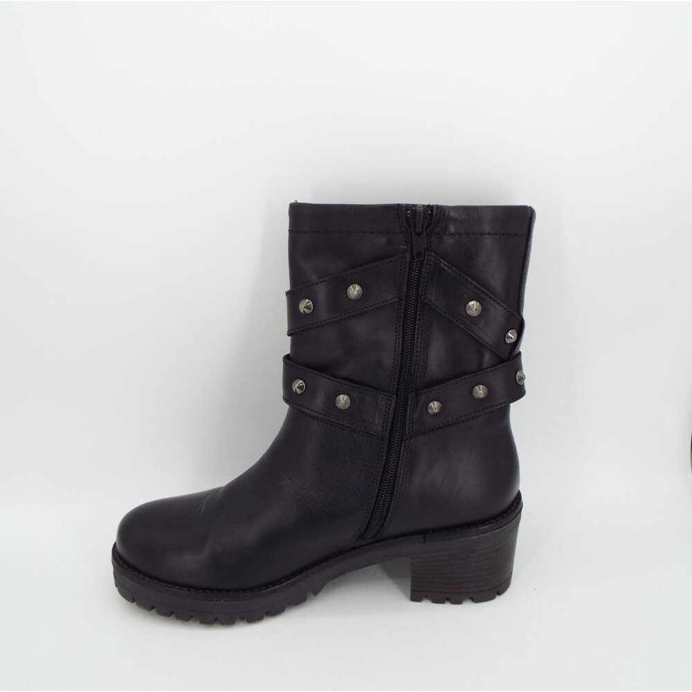 Coach and Four Vio Black Leather Studded Grunge Moto Boots Size 7M - Picture 11 of 12